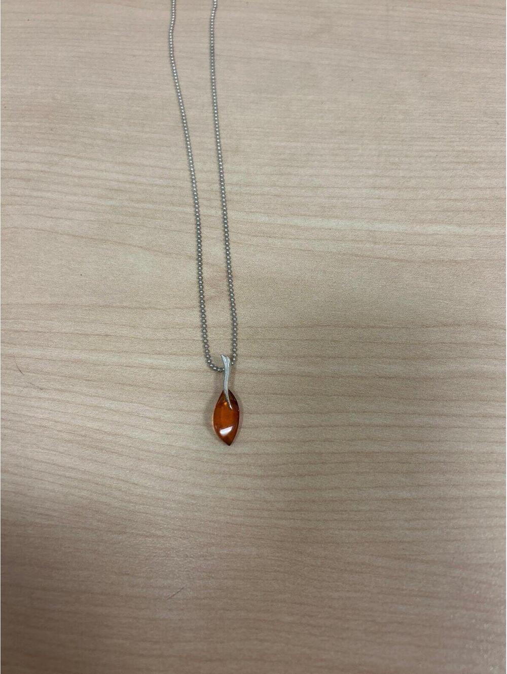 Minimalist Abstract Amber and Sterling Necklace